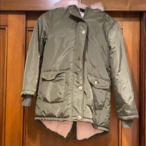 EUC Treasure&Bond hooded anorak pink faux lined